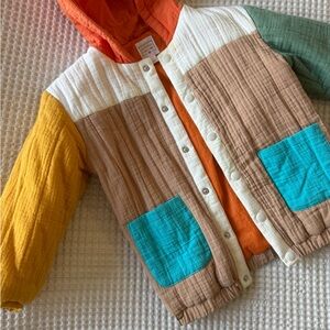 CHRISTIAN ROBINSON Colorful Patchwork Jacket with Hood